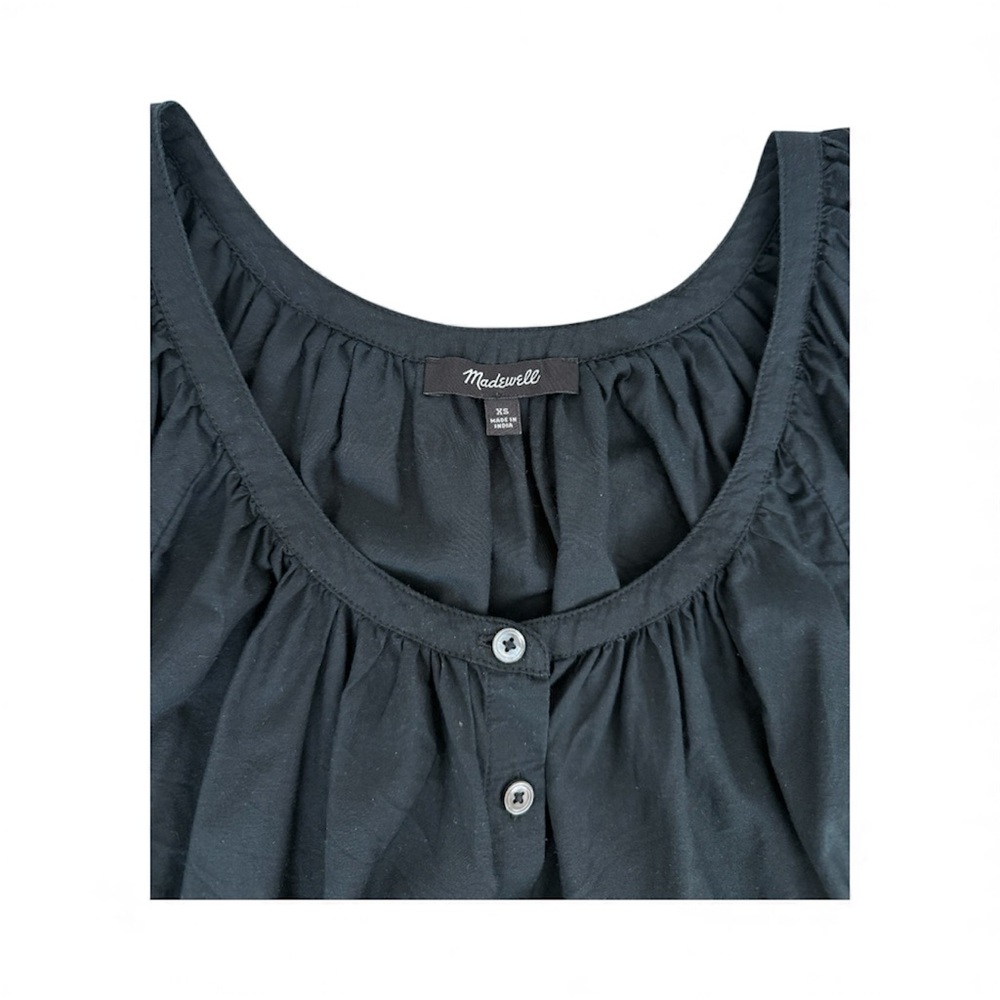 Madewell Black Puff Sleeve A-Line Top - Picture 6 of 8